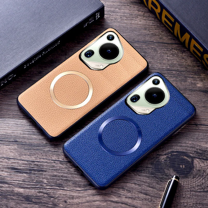 With Magsafe Plain Leather case For Huawei Pura 70 Ultra Pura 70 Pro 70 All-inclusive Camera protect Cover