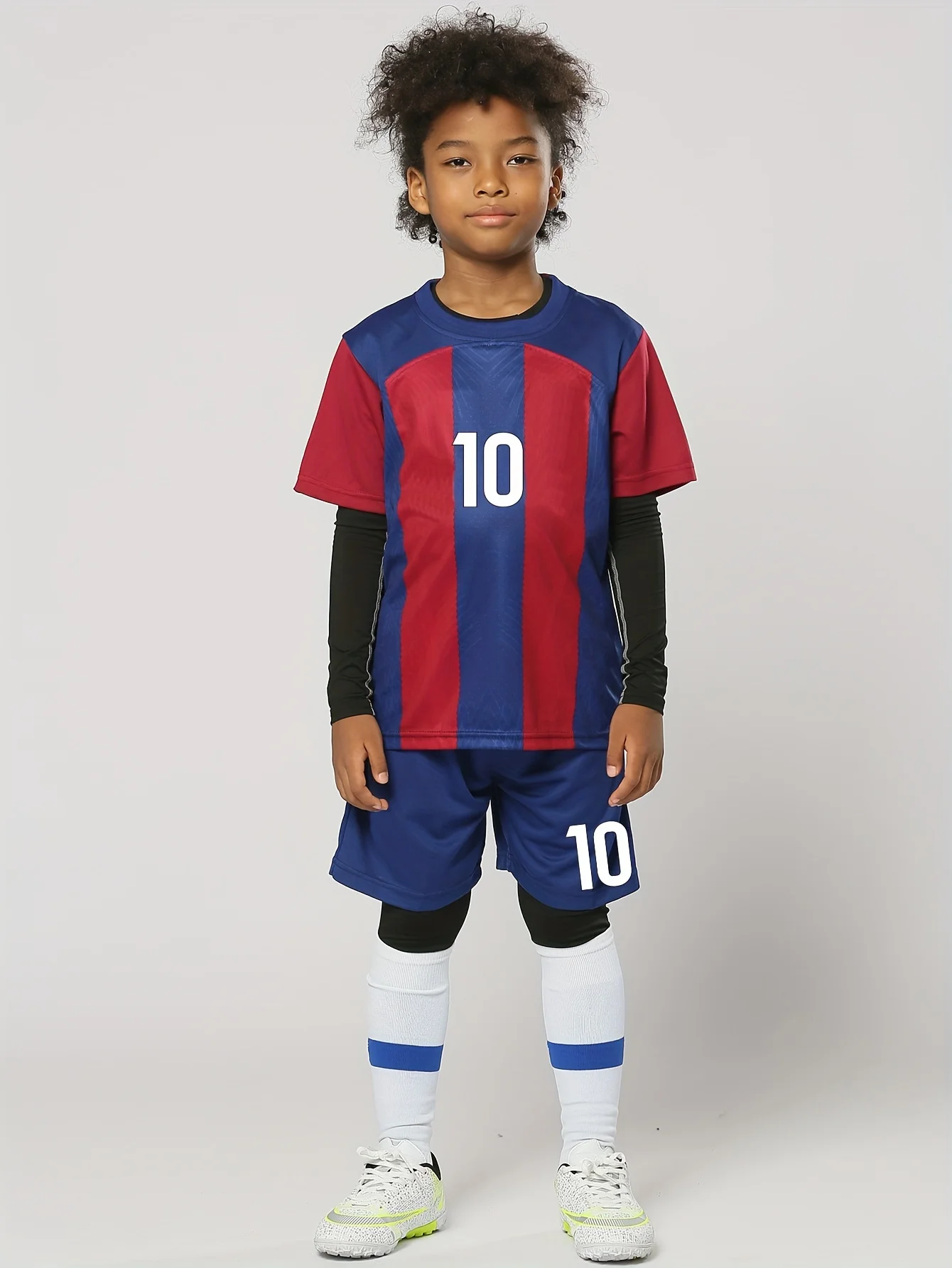 Summer 4-14 Year Old Boys and Girls Football Top Short Sleeve+Shorts Comfortable and Breathable Children's Sports Set