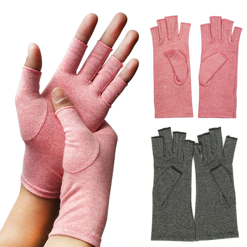 1pair Arthritis Gloves Silicone Anti-slip Rehabilitation Fingerless Gloves Anti Arthritis Therapy Gloves Wrist Support Wristband