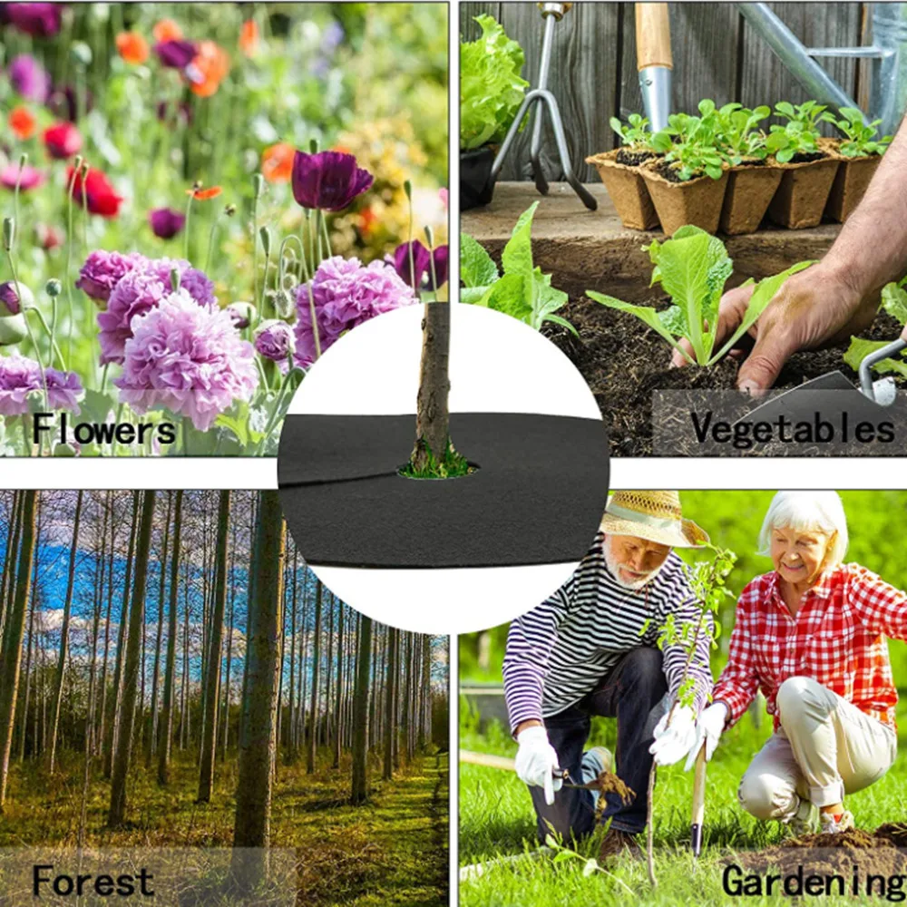 

​Non-Woven Tree Mulch Ring Degradable Tree Protector Mat Plant Cover Round Anti Grass Gardening Fabric Cover Protection