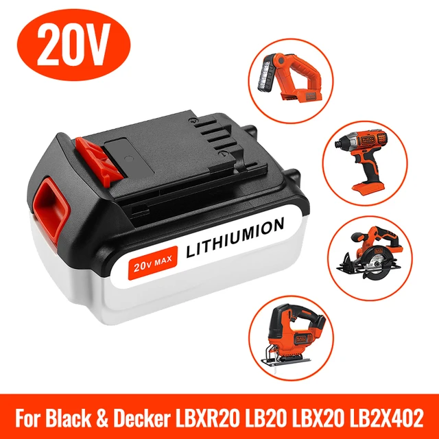 2 Packs 20V Replacement Battery and Charger for Black and Decker 20V Max 3.0Ah,LBXR20 LB20 Lbx20 LBX4020 Extended Run Time Cordless Power Tools