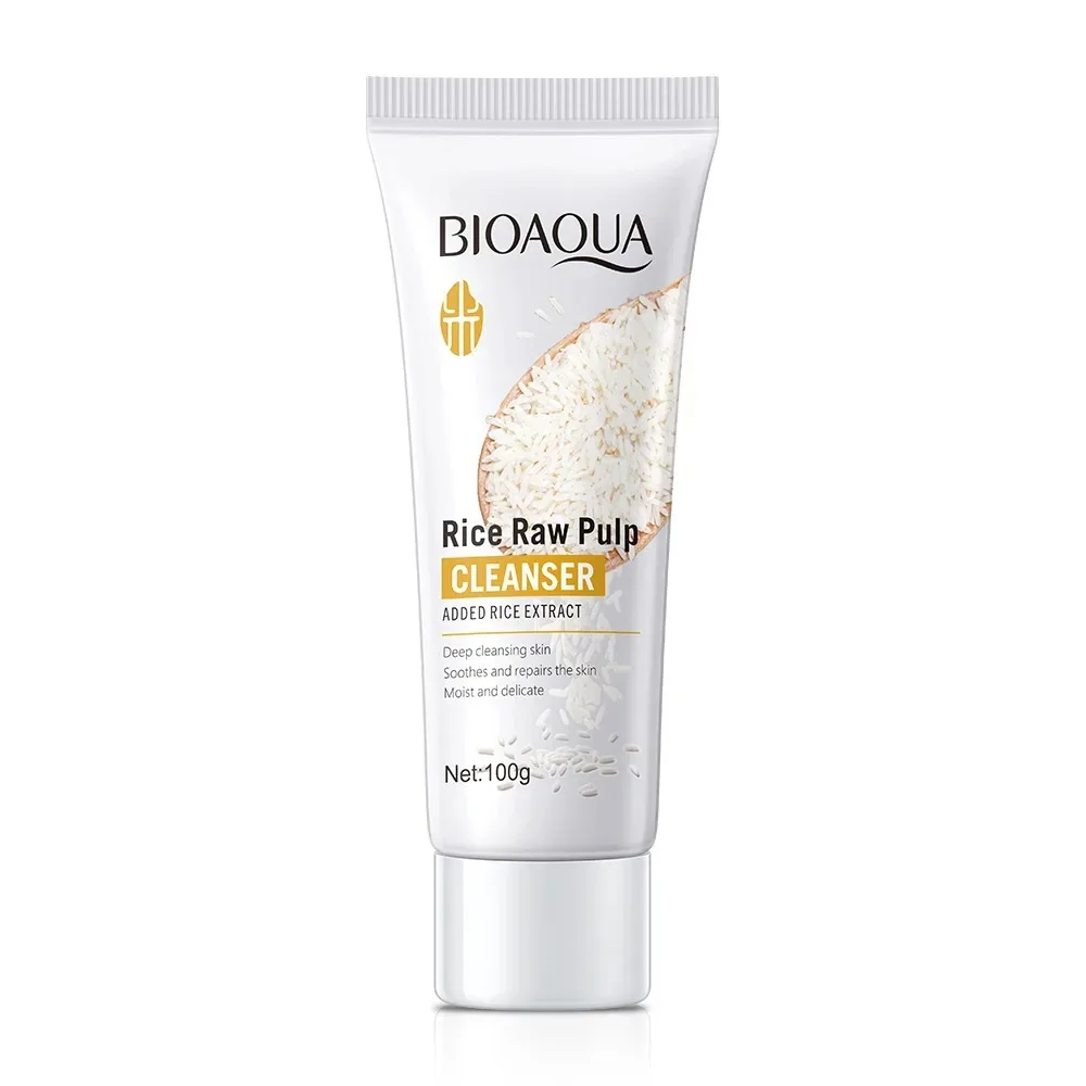 BIOAQUA Rice Raw Pulp Facial Cleanser Face Wash Foam Skincare Moisturizing Skin Brightening Rejuvenation Face Cleanser Skin Care 6