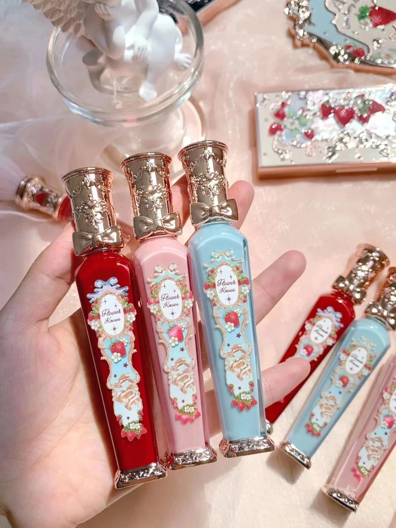 Flower Knows Cloud Lip Cream Strawberry Rococo Series Matte Liquid Lipstick Mud Long-lasting Waterproof Velvet 3.5G Makeup 6
