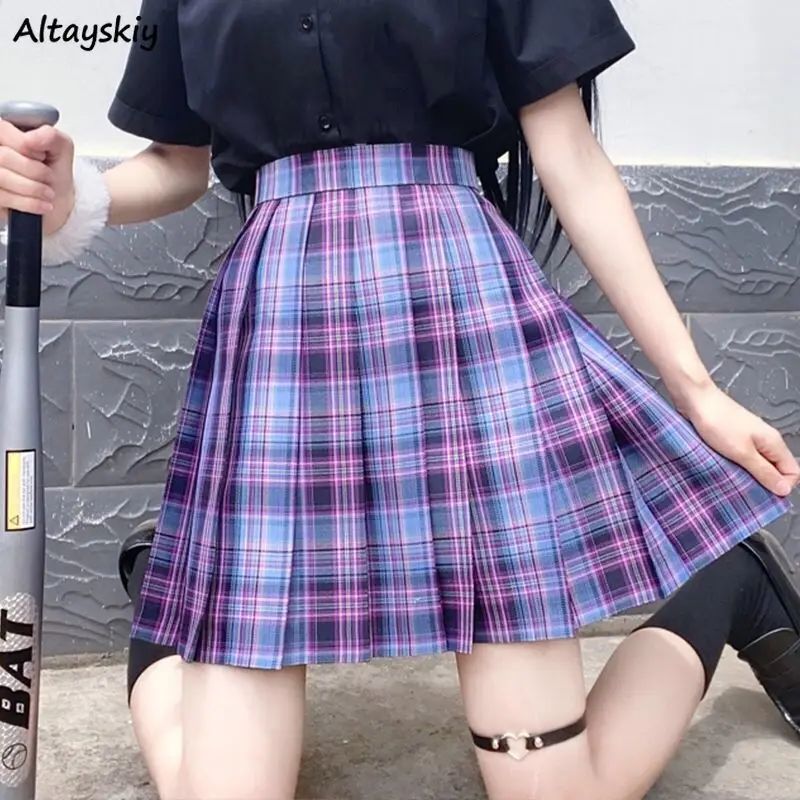 

Plaid Skirts Women Preppy Style Japanese Pleated JK A-line Mini Sweet Students High Waist Design Retro Stylish Girls Fresh New
