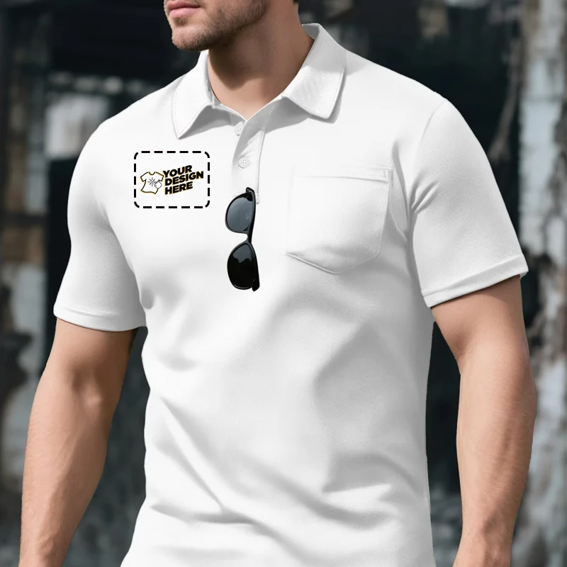 Polo da uomo con risvolto a maniche corte, moda allentata, polo sportiva, casual, tattica, manica corta, logo personalizzato gratuito, tasca POLO - immagine 2