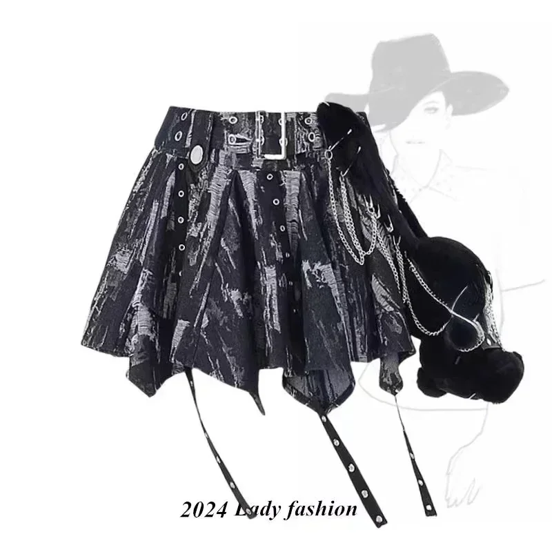2024 Y2K Women's Clothing Punk Style Irregular Plaid Skirt New