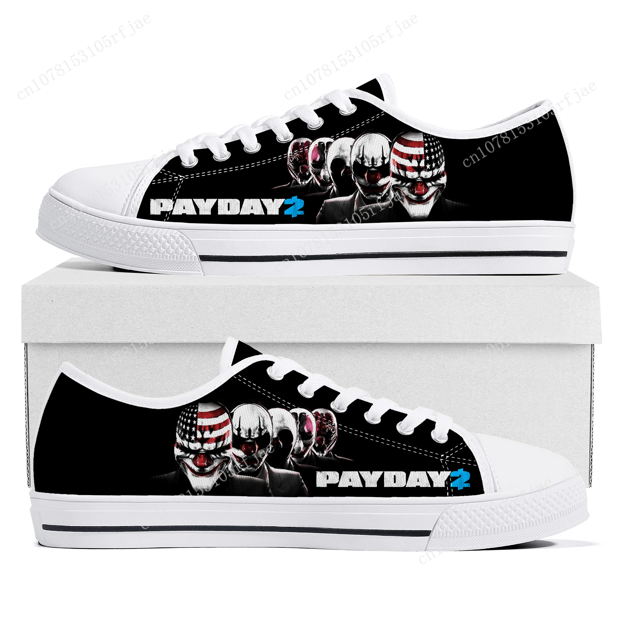 PAYDAY 2 Low Top Sneakers Hot Cartoon Game Womens Mens Teenager High Quality Fashion Canvas Sneaker Couple Custom Built Shoes