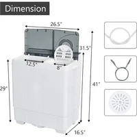 Portable Washing Machine, Twin Tub 18 Lbs Washer and 8 Lbs Spinner W/ Control Knobs & Timer & Drain Pump, Laundry 2