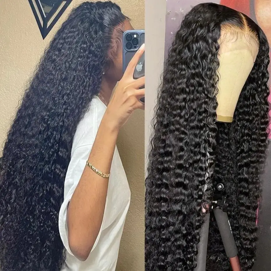 

13x4 13x6 Deep Wave Lace Front Human Hair Wigs HD Transparent Preplucked Wigs Indian Human Hair 200% Lace Frontal Wig 4x4 Lace