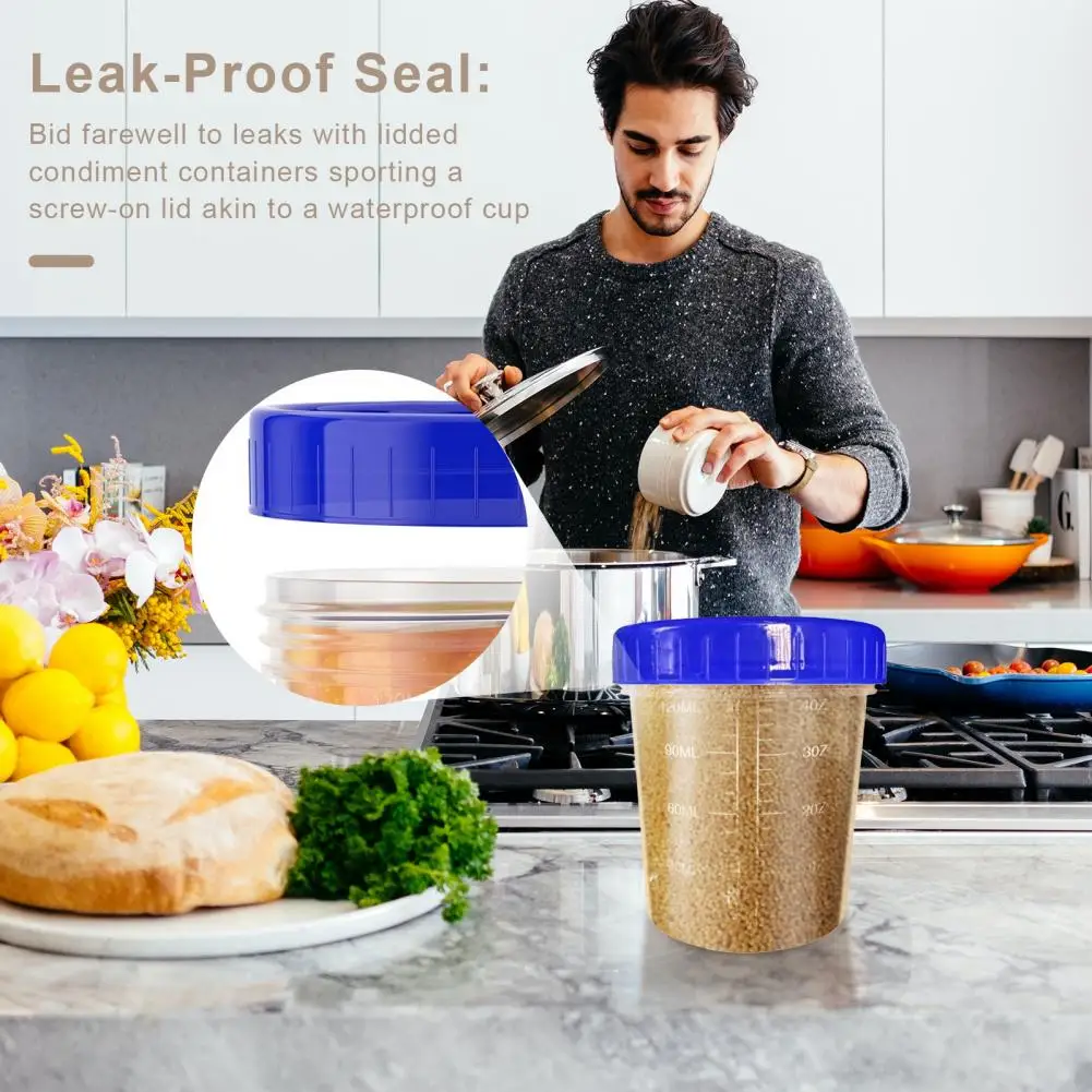 10Pcs 4 Oz Salad Dressing Containers Set for JSCARES Leakproof Stackable Small Containers with Lids Clear Plastic Dip Cups