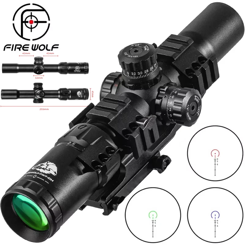 FIRE WOLF実銃用スコープ　1.5-4×30 レティクル赤青緑 ファイアウルフ 1.5-4X30 スコープ狩猟戦術光学ライフルレッドグリーン