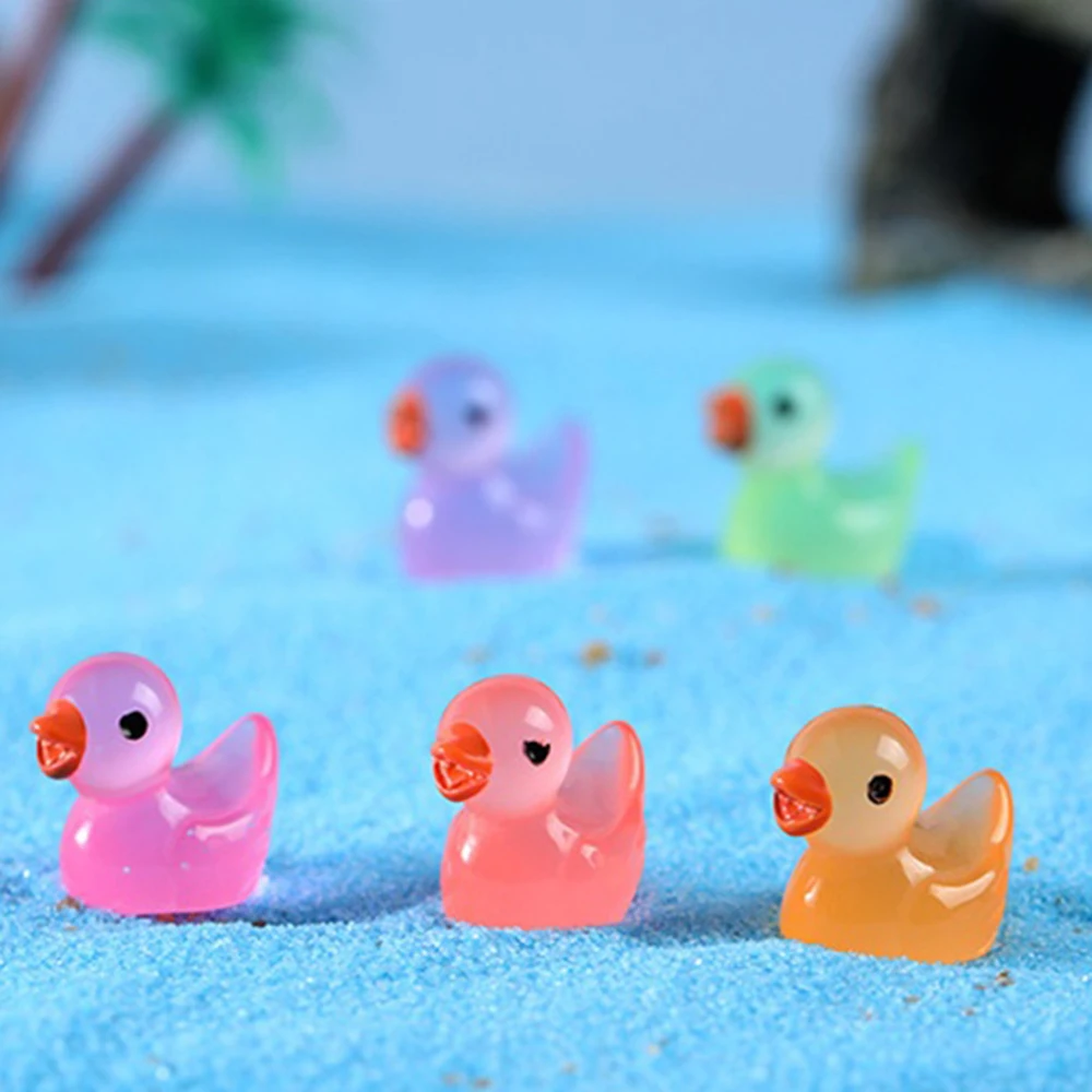 

1pc Mini Fluorescent Yellow Duck Tiny Duck Ornament Miniature Figures Resin Handicraft Micro Landscape Dollhouse Decoration