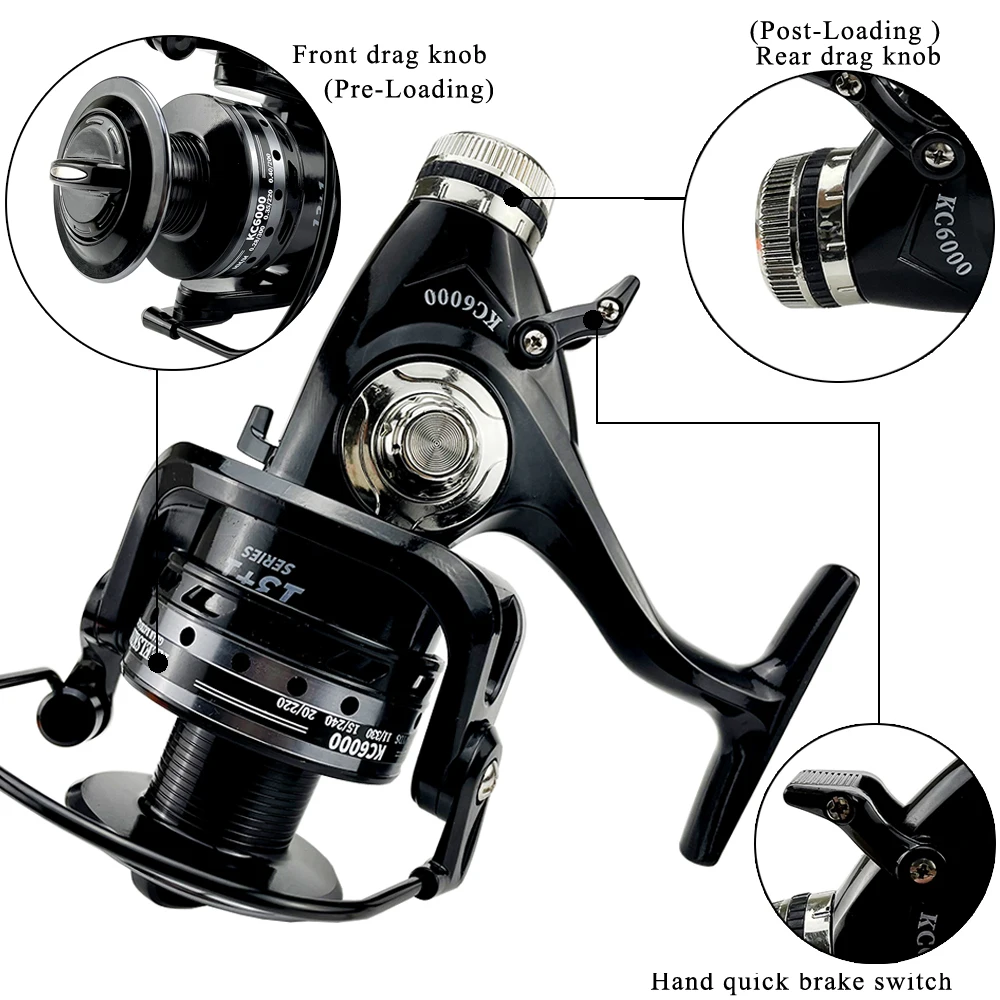 3000-6000 Double Brake Fishing Reels Super Strong Carp Feeder Spinning Wheel Saltwater Fishing Reel Left Right Interchangeable 5