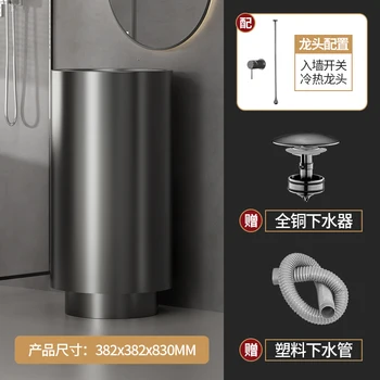 304 สแตนเลสสตีลรอบคอลัมน์อ่างล้างหน้าแบบบูรณาการชั้นยืนสวนกลางแจ้งอ่างล้างหน้า Luxury Bar โรงแรมห้องน้ําอ่างล้างจาน w 24