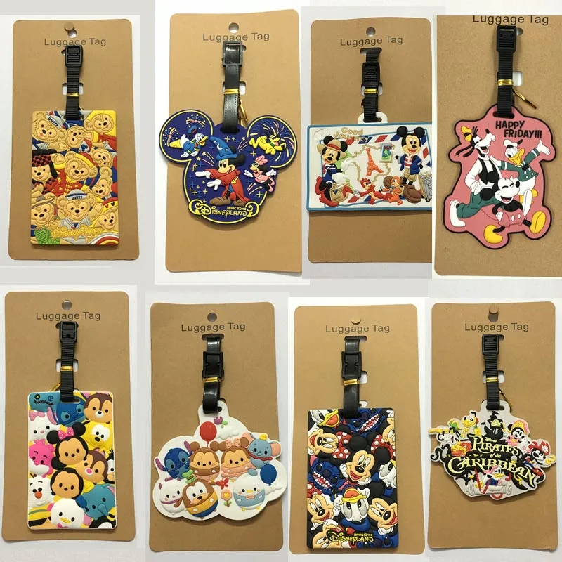 

Disney Travel Accessories Square Mickey Luggage Tag Suitcase Fashion Style Silicon Portable Travel Label ID Addres Holder
