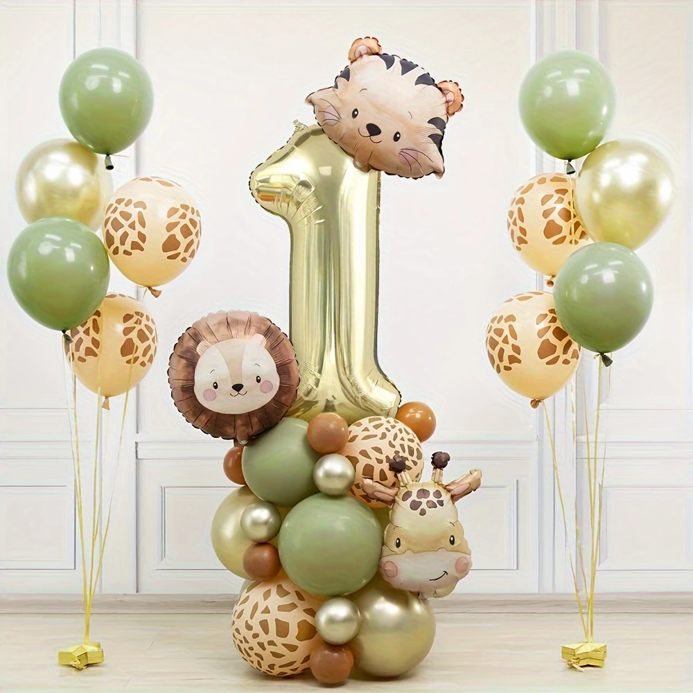 Wald-Party-Ballon-Set, niedlicher Tierkopf, Tiger, Löwe, Giraffe, Ballon, 81,3 cm, digitaler Ballon, Dschungel-Thema, Geburtstagsdekoration – Detail 4