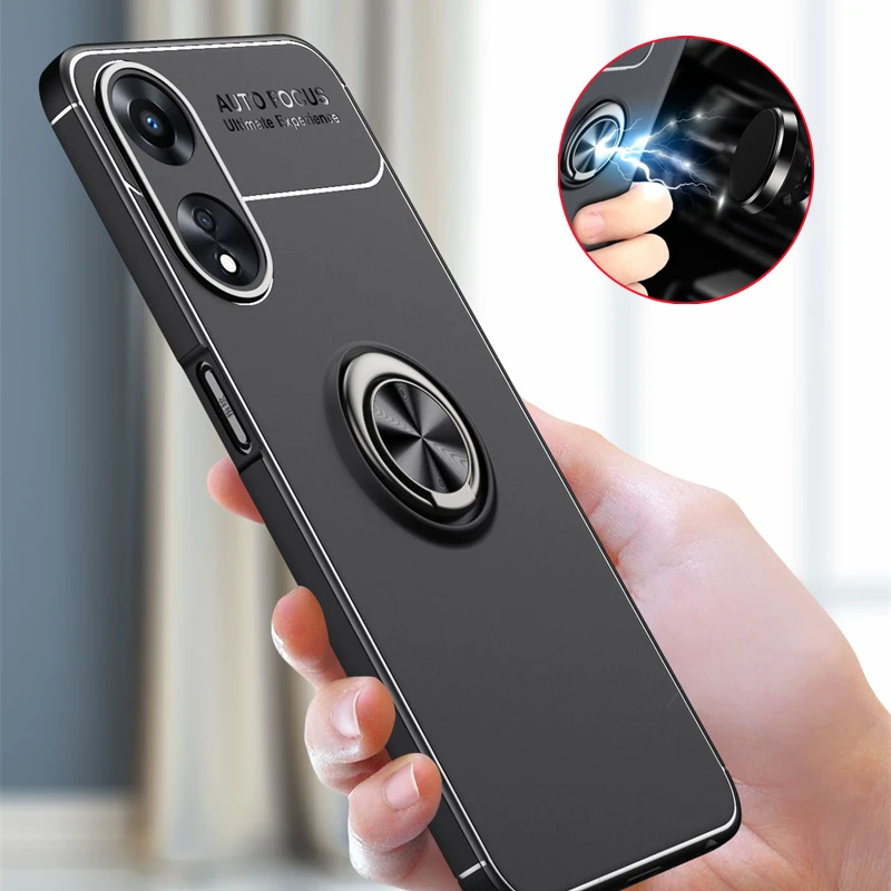 Per Oppo A78 5G Custodia Cover Oppo A78 5G Capas Antiurto Armatura Paraurti Posteriore Nuovo Tpu Soft Ring Holder Cover Oppo A 78 A78 5G Fundas