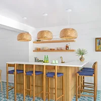 Bamboo Lantern Pendant Lamp Natural Rattan Wicker E27 Chandeliers Hand-Woven Bamboo Lampshades Lighting Fixtures Hanging Light 2