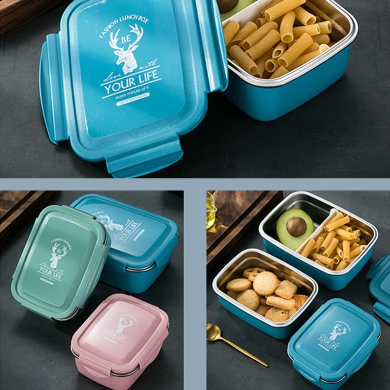 Lunch Boxes Stainless Steel Children's Lunch Box with Compartments Bento Boxes Adults Metal Breakfast Box Nursery School B03E - 6