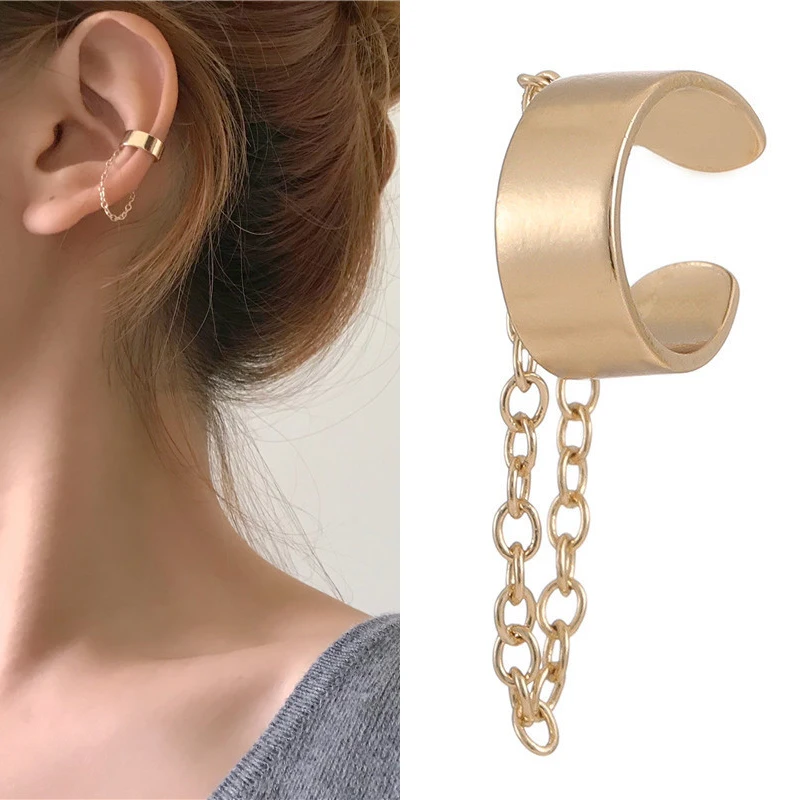 Gold Cuff Earrings Chain Ear Cuff Earrings Chains Metal Chain