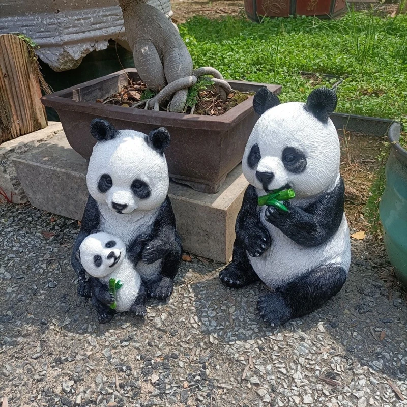 Creative Resin Crafts Ornaments, Panda Statue, Home, Courtyard, Garden, Lawn, Landscaping Decorations, Outdoor Animals, New, 1Pc