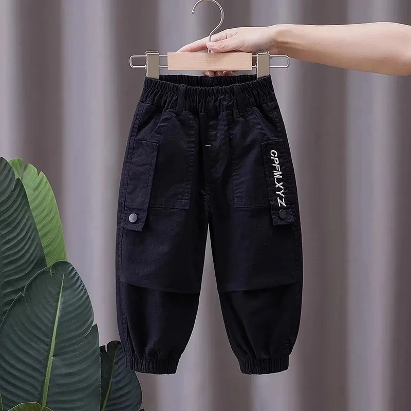 Boys' Pants Spring and Autumn New Children's and Boys Handsome Fashionable Korean Black Casual Pants