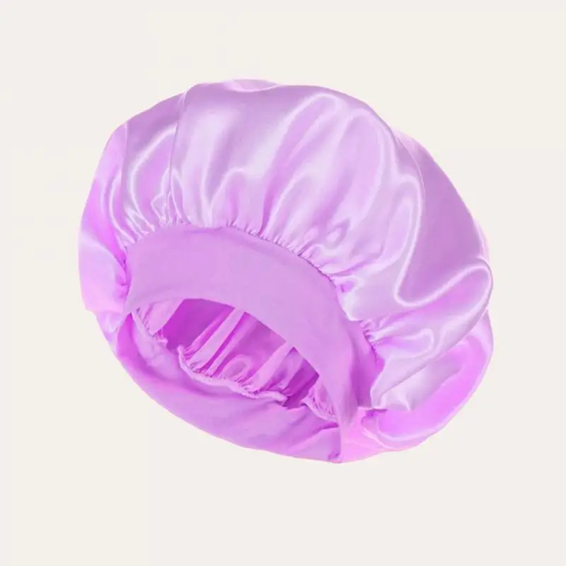 Women Night Sleep Hair Bonnet Silky Satin Double Layer Adjust Head Cover Hat Curly Springy Hair Styling Accessories
