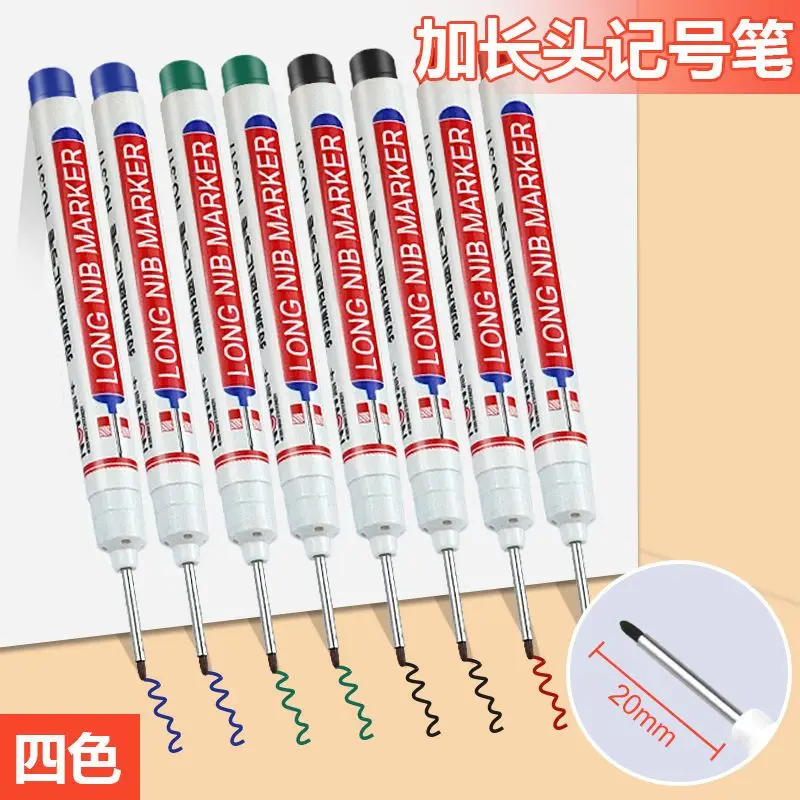 4pcs/Set Deep Hole Long Tip Head Thin Marker 20mm Nib Metal Pen Waterproof Bathroom Woodworking Decoration Multi-Purpose permanent marker pen marker pens permanent marker permanent markers paint marker pen markers pen long nib markers art markers paint pen art marker pen