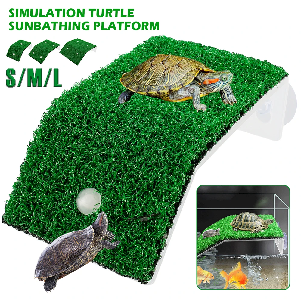 Turtle Ramp Simulation Turf Turtle Basking Platform with Suction Cup ...