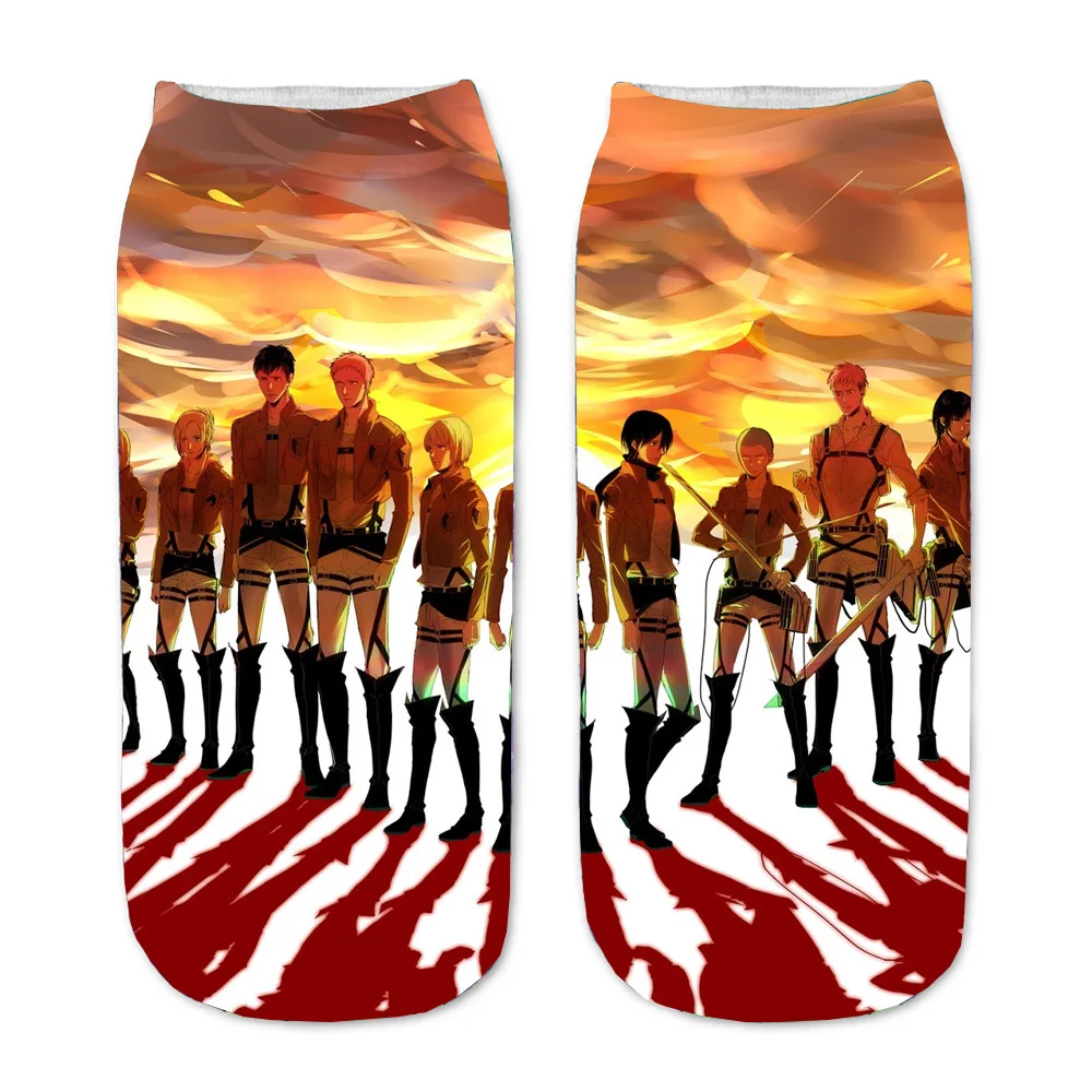 

Socks Anime Attack on Titan 3D Printed Cartoon Straight Socks Men Women Short Sock teenager Kawaii Party Ankle Cute Sock