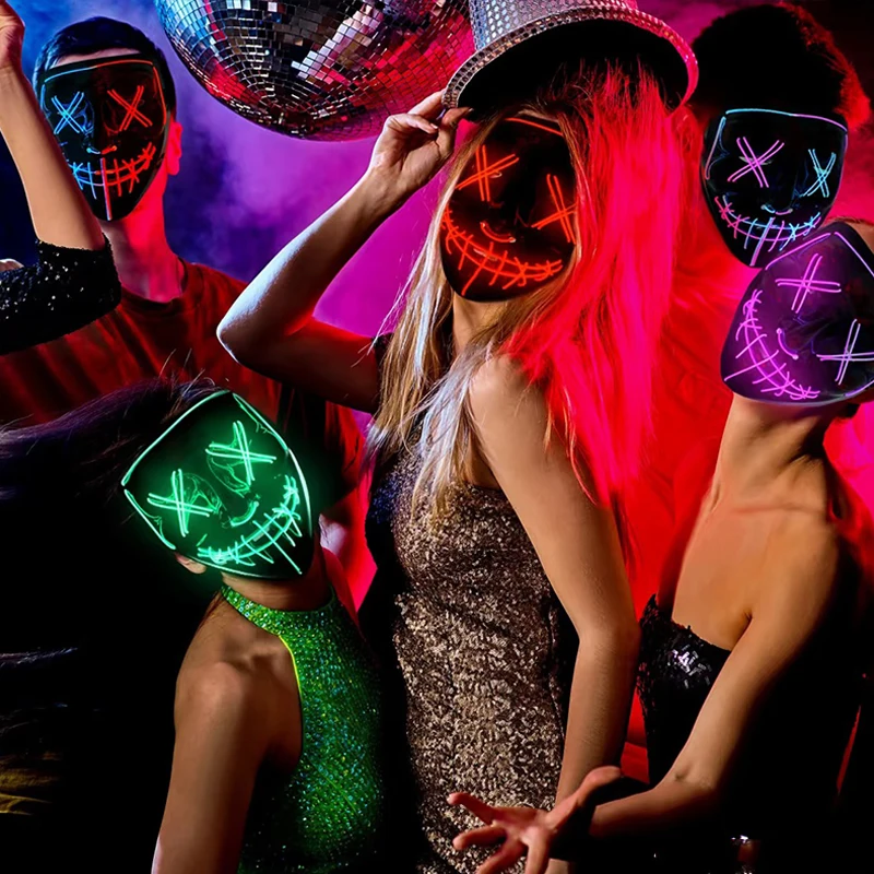 Wireless LED Halloween Purge Mask - Glowing Masquerade Horror Mask