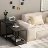 Coffee Table , Modern Design for Living Room & Bedroom, Faux Marble Center Table with Storage, Set of 2 Nesting Side Tables 1