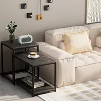 Coffee Table , Modern Design for Living Room & Bedroom, Faux Marble Center Table with Storage, Set of 2 Nesting Side Tables 1