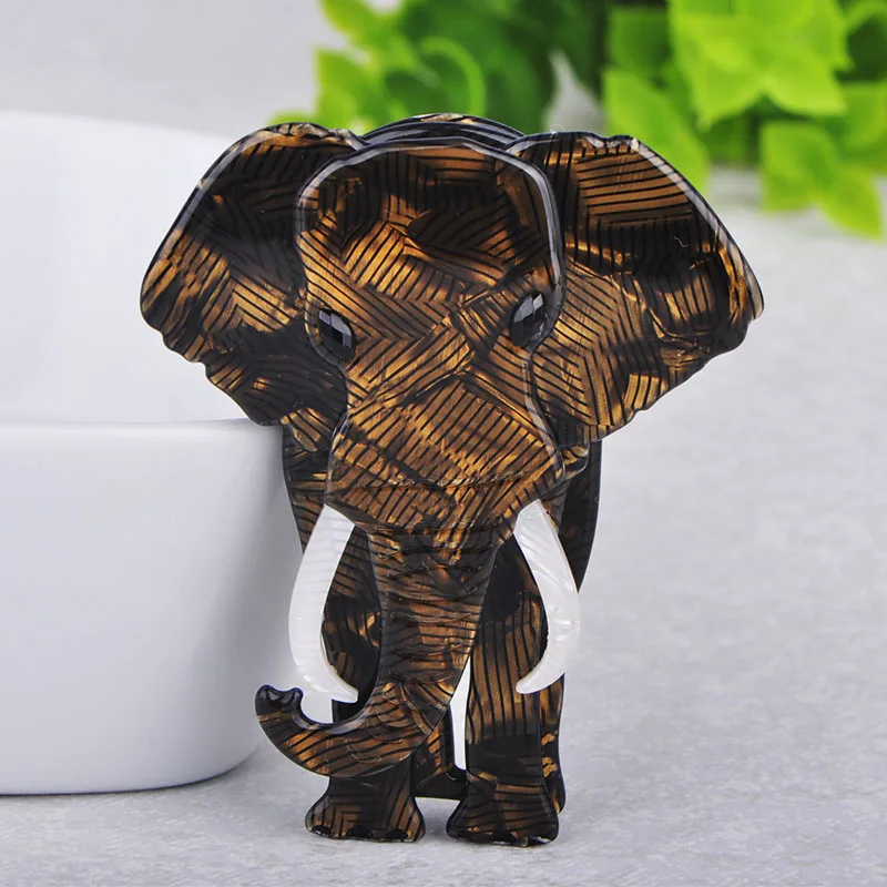 Blucome Large Elephant Shape Brooch Special Texture Acrylic Jewelry For Women Children Scarf Bag Corsage Pins Animal Accessories