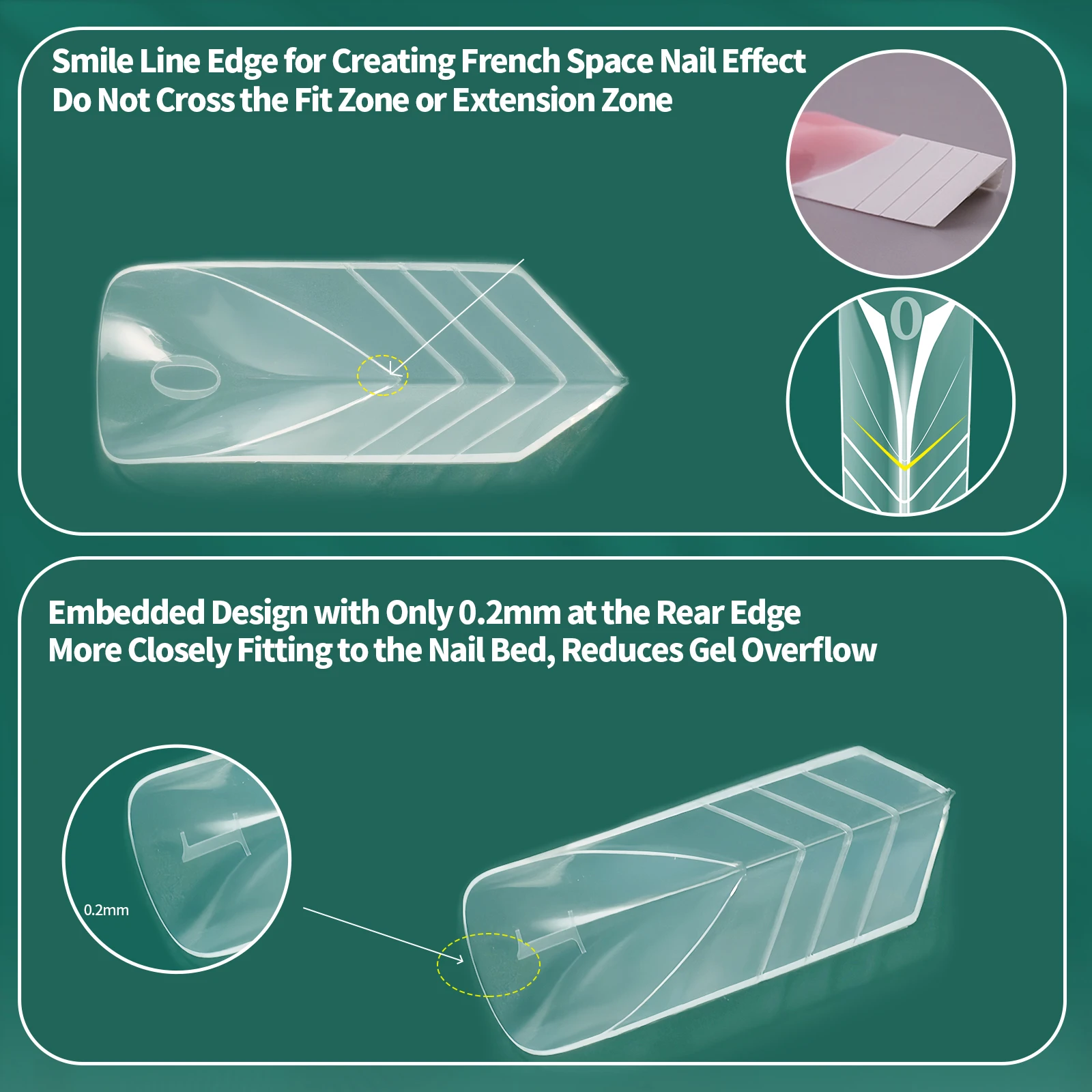 네일팝 네일 폼 피라미드 팁 공간적으로 돌출되는 홈 디자인 15가지 사이즈 프렌치 네일 아트 연장 투명 재사용 가능 150개