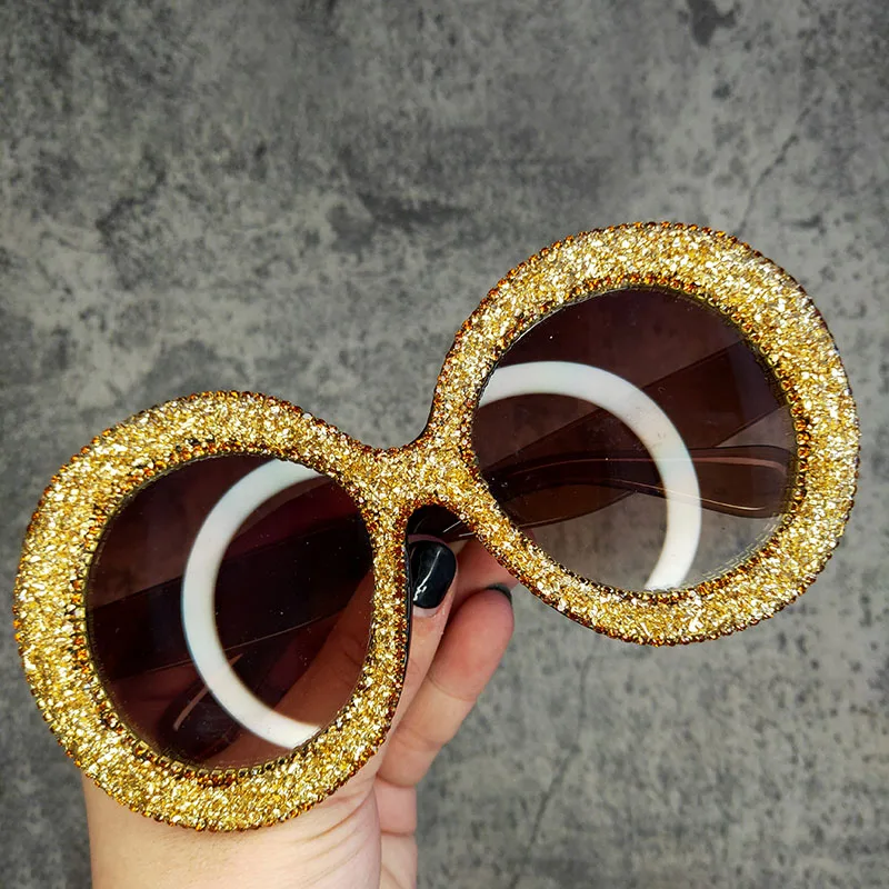  - Rhinestone Sunglasses Women 2022 Designer Steampunk Oversized Round Female Sunglasses Music Festival Oculos De Sol Feminino