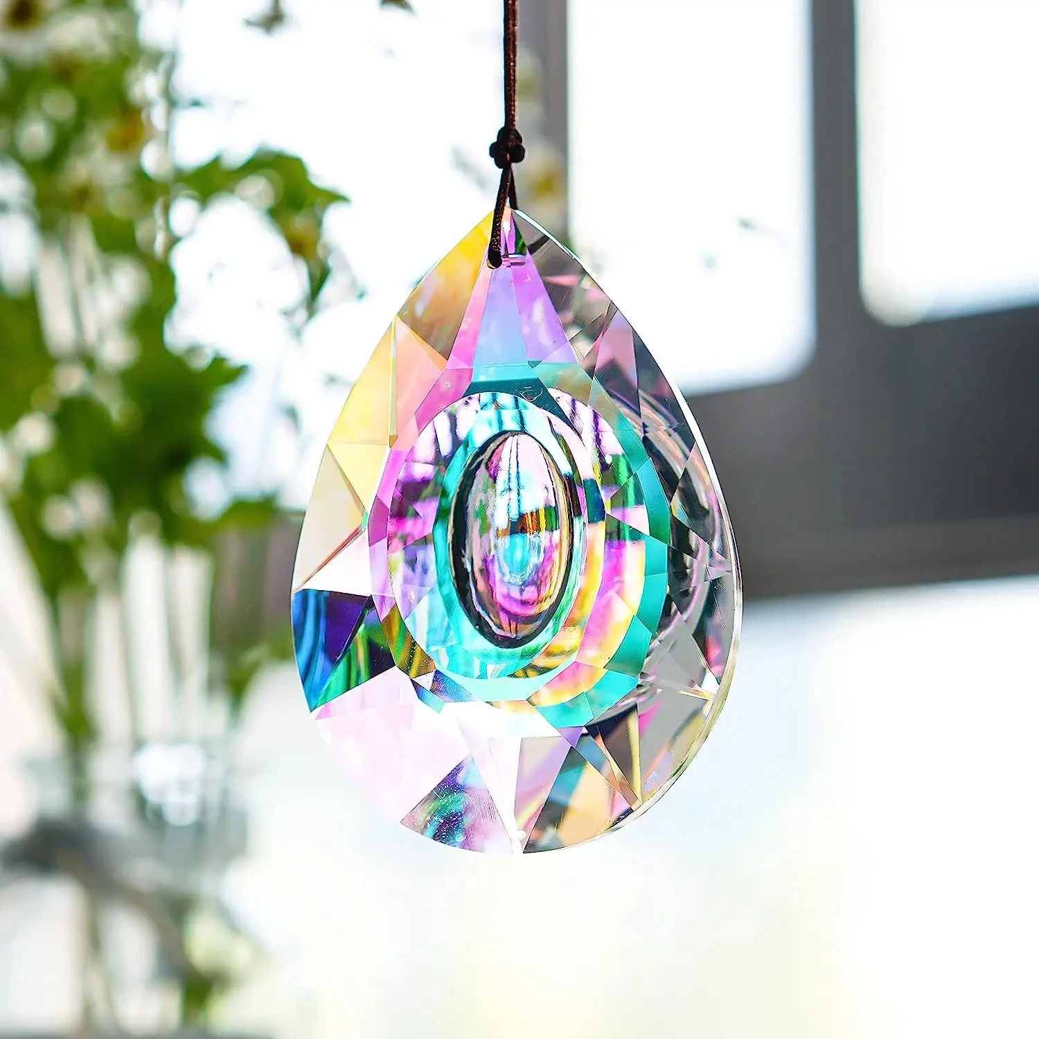 K9 Crystal Prism AB Clear Faceted Large Oval Chandelier Crystal Hanging Ornaments DIY Suncatcher Pendants Rainbow Maker 1PCs sun catcher crystal pendant sun catchers