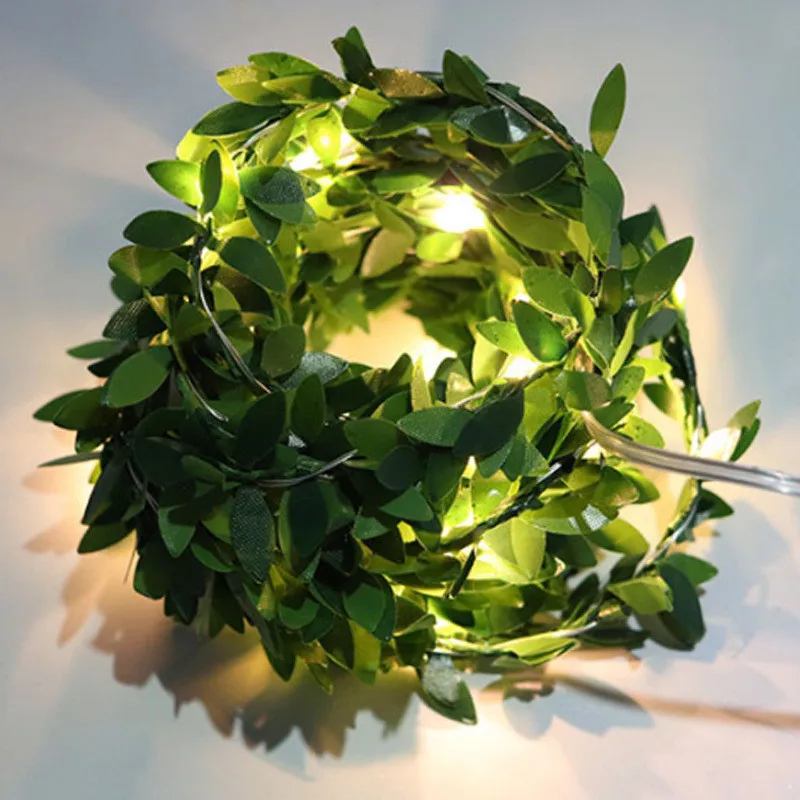 Outdoor Tiny Leaf LED Copper Wire Fairy String Lights Garland Christmas Decorations for Home New Year Wedding Garden Street Lamp