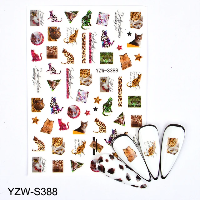 핑크 고양이 오각형 러브 하트 디자인 접착 데칼