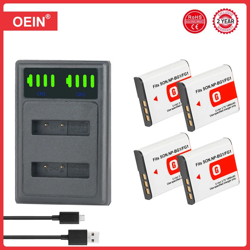4 Pz Np-Bg1 Batteria Per Sony Cyber-Shot Dsc-W100 Dsc-Wx1 Dsc-H50 Dsc-H55 Dsc-H3 Dsc-H7 Dsc-H9 Dsc-H10 Dsc-H20 Np Fg1 Npbg1