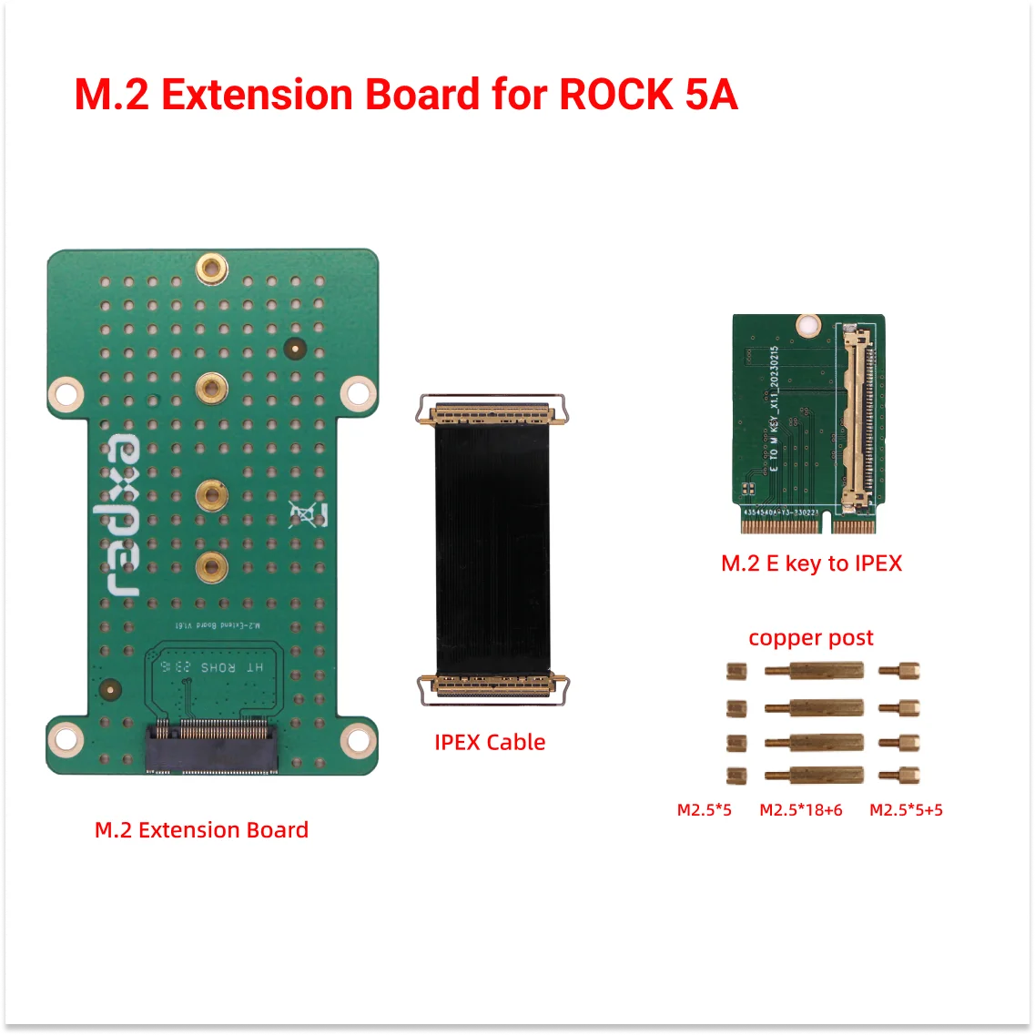 ROCK 4A/4B/4A+/4B+/4SE/3A/5A/3C용 Radxa M.2 확장 보드