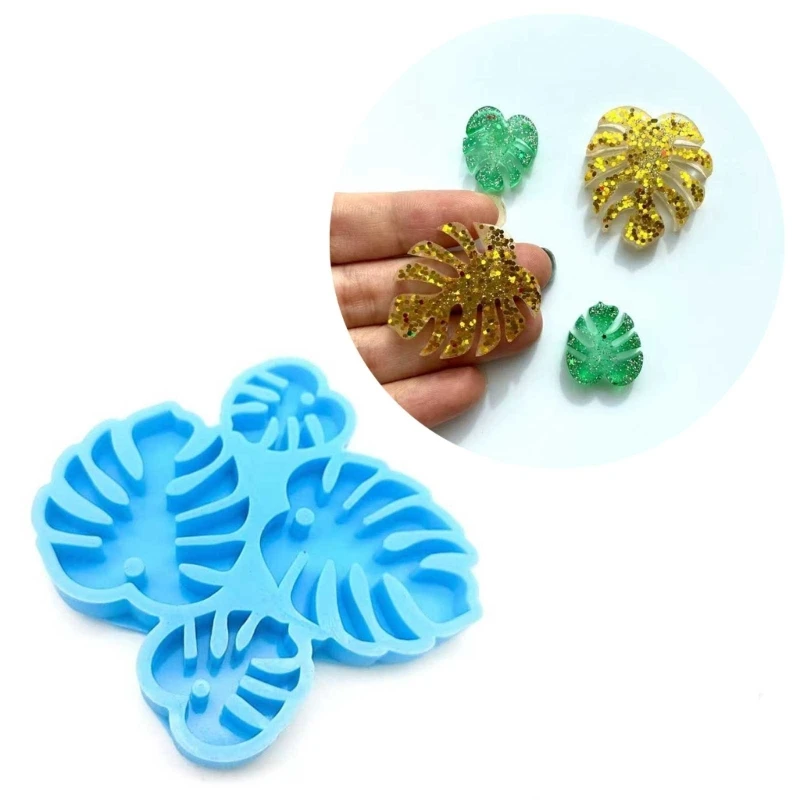 E0BF Silicone Mold Monstera Leaf Shape Pendants Epoxy Resin Molds for DIY Epoxy Resin Crafting Mould Jewelry Making Crafts