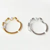 High End PVD fashion Opening Wave Pearl Rings Stainless Steel Gold Silver Color Adjustable For Women Metal Jewelry 4