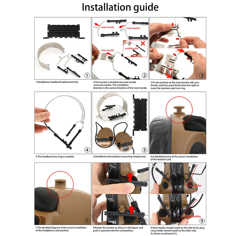 Tactical Headset Comtac Airsoft Shooting Headphone Replacement Headband Kit Compatible with COMTAC I II III Shooting Headset