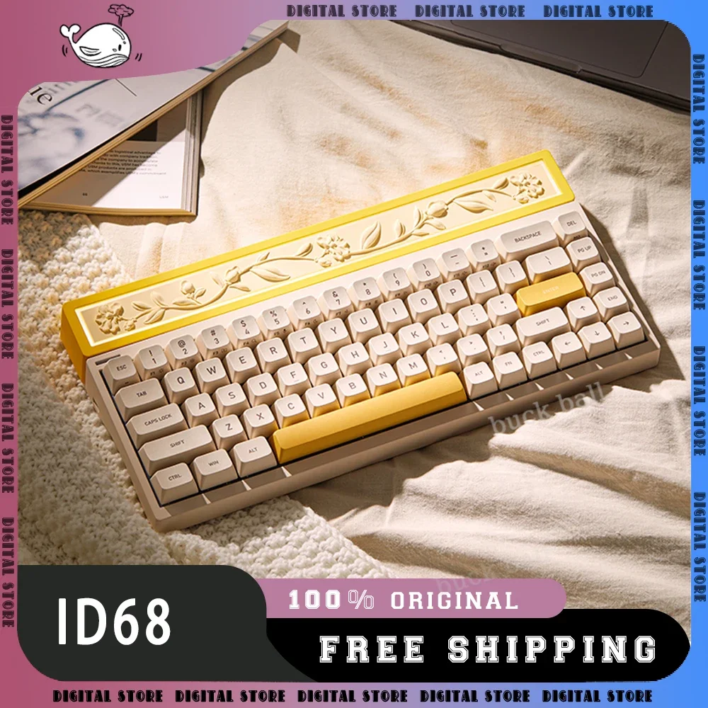 Беспроводная клавиатура idobao ID68, игровая механическая клавиатура с 2 режимами, USB/Bluetooth, 68 клавиш, RGB подсветка, подарочная