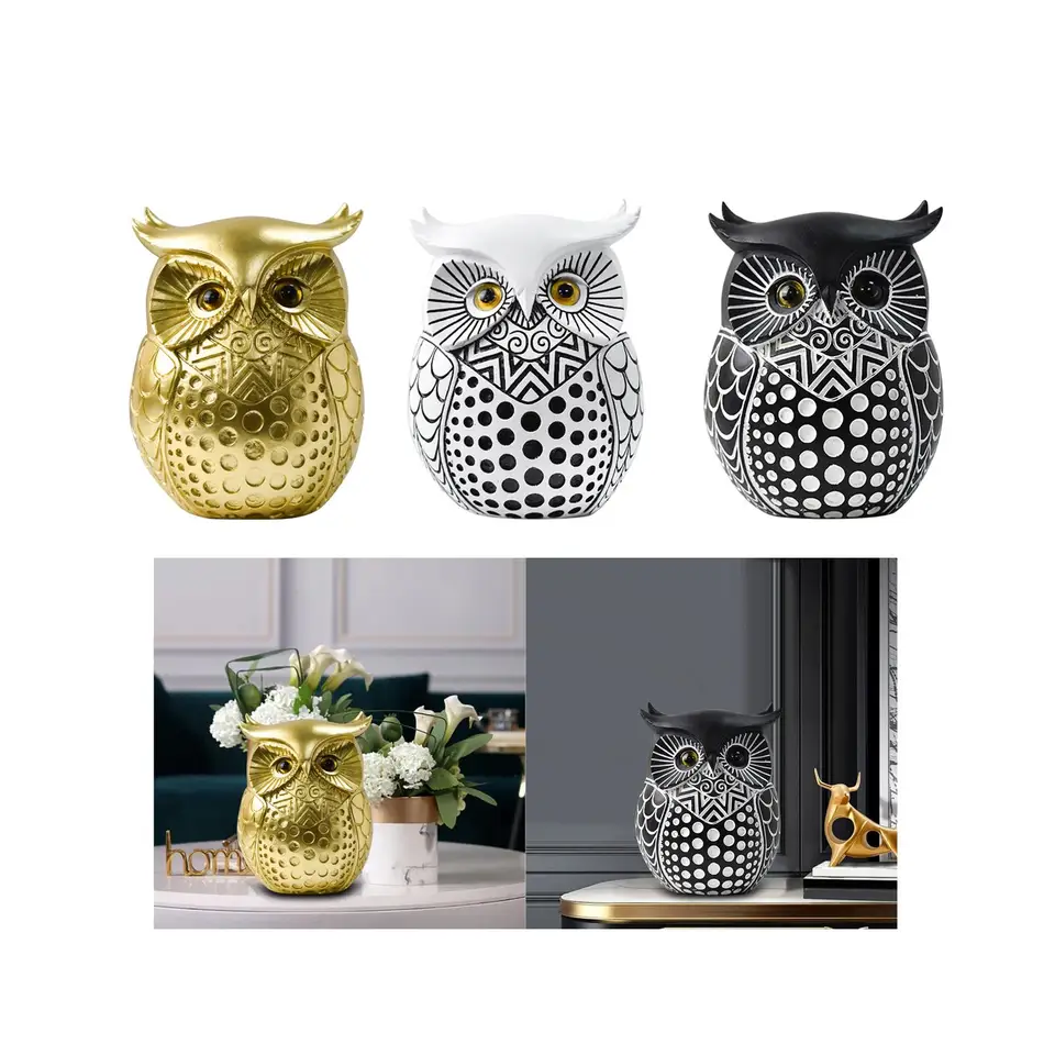 Uil standbeeld tuin ornament, hars uil beeldje tuin decor