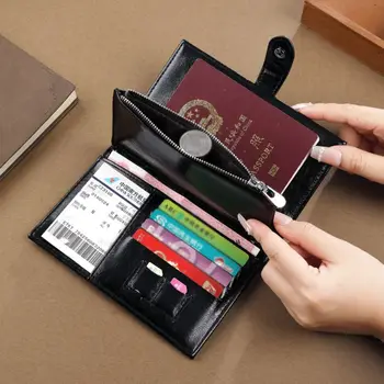 Portacarte in Pelle PU, Borsa Porta Passaporto, Portafoglio da Viaggio, Custodia Passaporto RFID Antifurto, Clip per Passaporto da Donna per Check-in Aereo