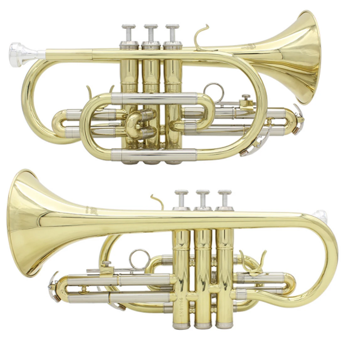 SLADE Pocket Trumpet Brass Bb Gold Lacquer Mini Trumpet with Mouthpiece Case Strap Gloves Cleaning Kit for Students Beginners