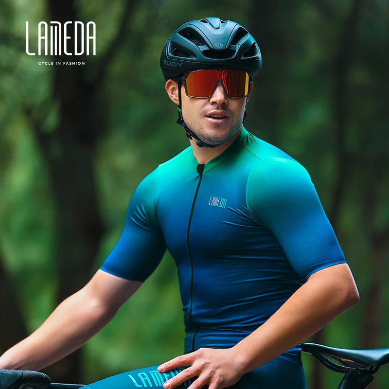 LAMEDA New Cycling Jacket Men Pro Team Short Sleeves Summer Reflective Cycling Jersey Comfortable