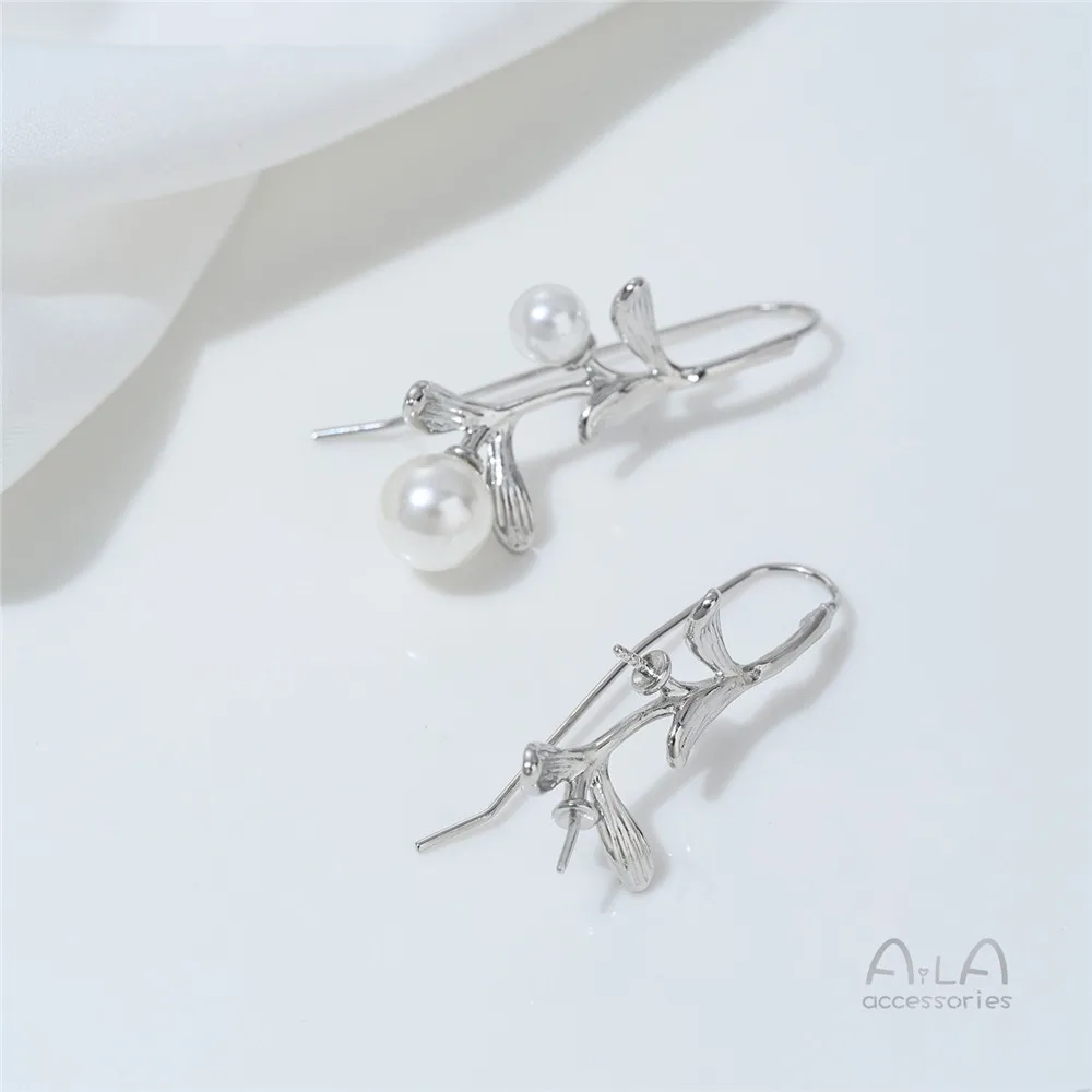 R627 14K  골드 바로크 꽃잎 중공 귀고리, 진주 붙여 넣은, 손으로 만든 Diy 귀걸이, 귀고리 액세서리 재료